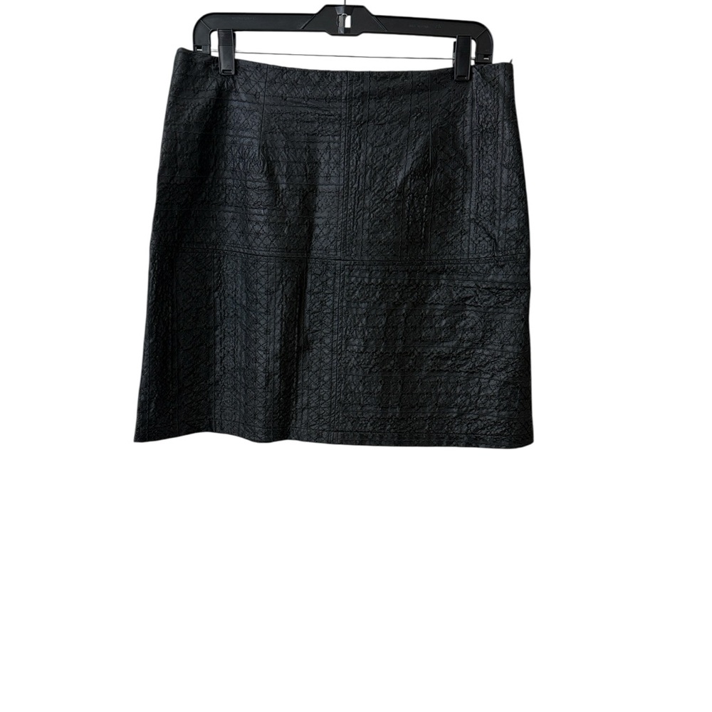 Sara Campbell Black Textured Faux Leather Skirt Size M